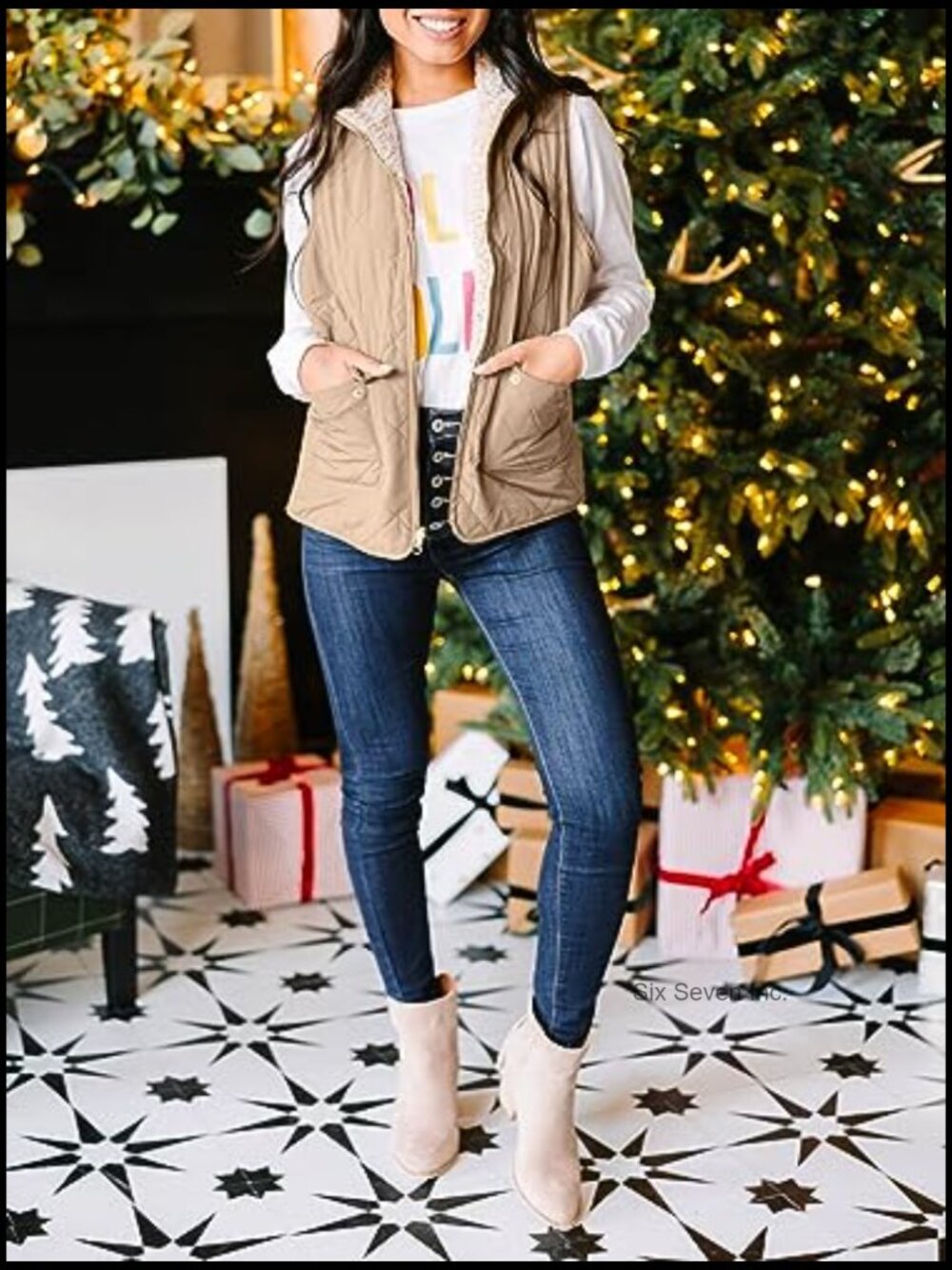 Reversible Quilted Sherpa Fleece Vest Lightweight Sleeveless Coat - Picture 6 of 7